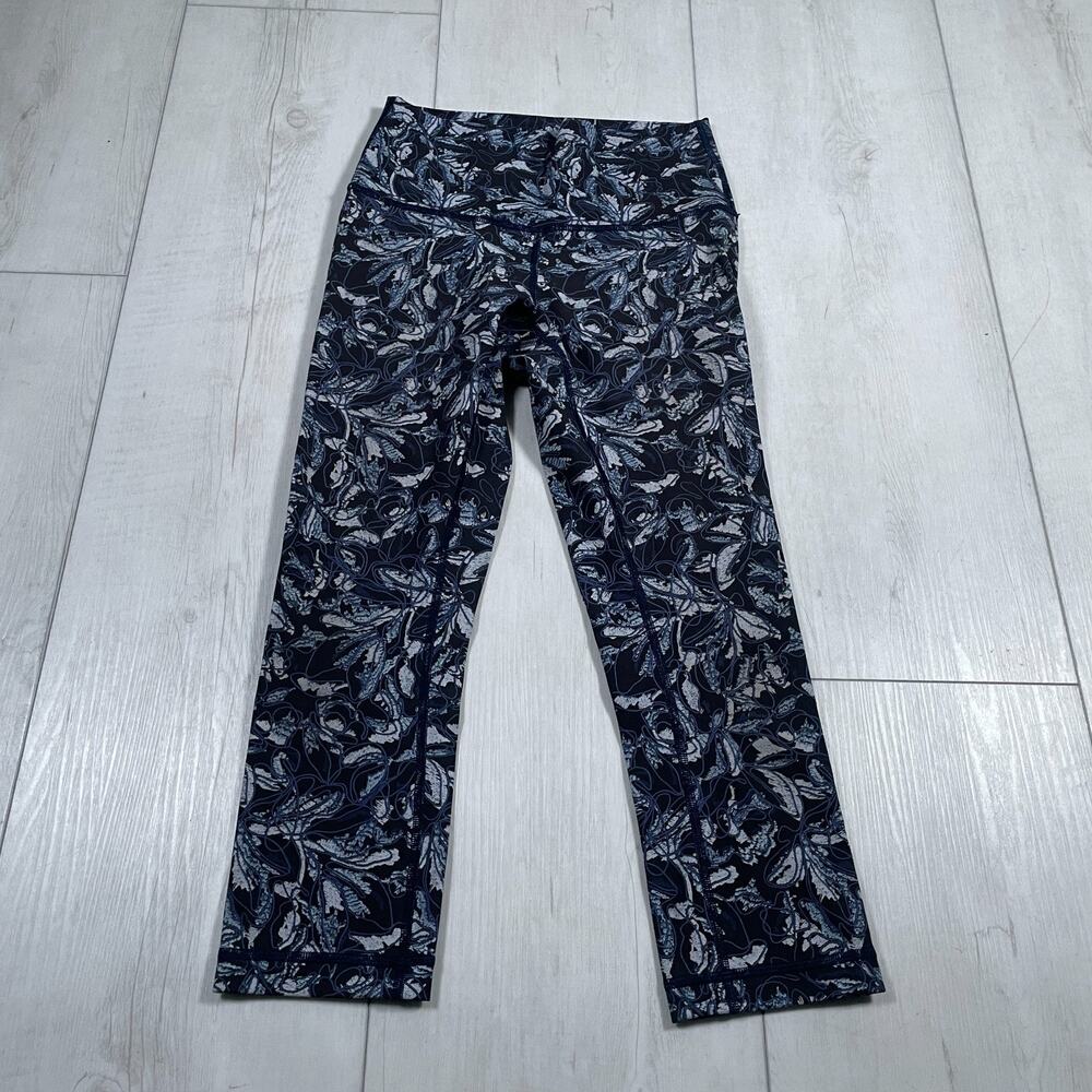 Lululemon Wunder Under Crop Leggings High Rise 21" Blue Luxtreme Women's 4